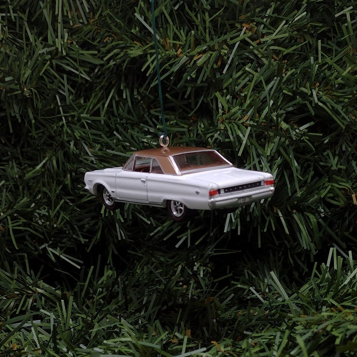 Plymouth 1967 GTX Ornament Christmas Tree Decoration Unique Gift Mopar White/Medium Copper