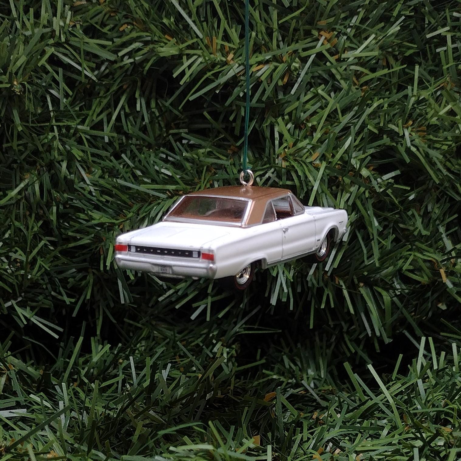 Plymouth 1967 GTX Ornament Christmas Tree Decoration Unique Gift Mopar White/Medium Copper
