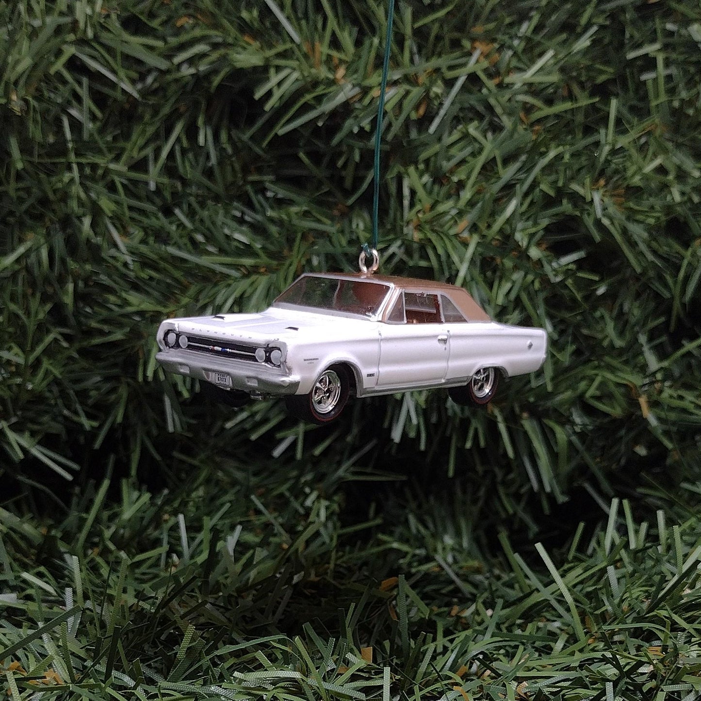 Plymouth 1967 GTX Ornament Christmas Tree Decoration Unique Gift Mopar White/Medium Copper
