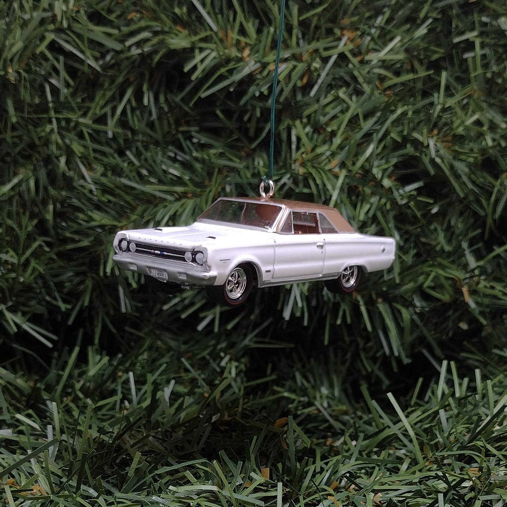 Plymouth 1967 GTX Ornament Christmas Tree Decoration Unique Gift Mopar White/Medium Copper