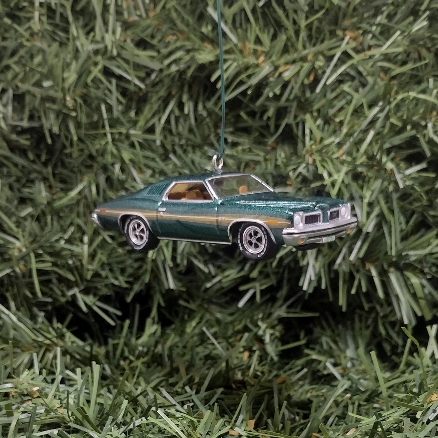 Pontiac Lemans Ornament 1973 GT Christmas Tree Decoration Xmas Gift Porcelain Blue Verdant Green