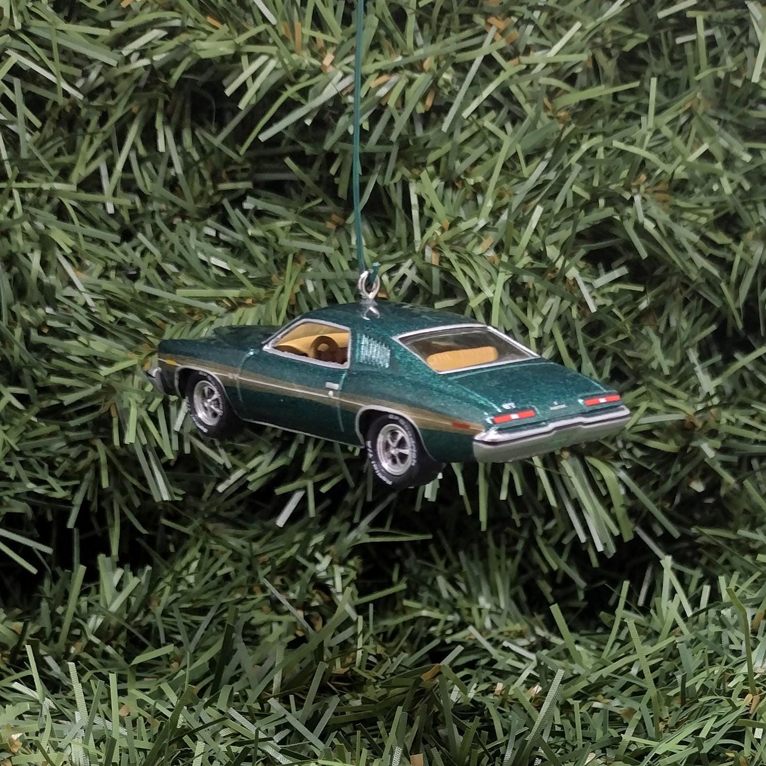 Pontiac Lemans Ornament 1973 GT Christmas Tree Decoration Xmas Gift Porcelain Blue Verdant Green