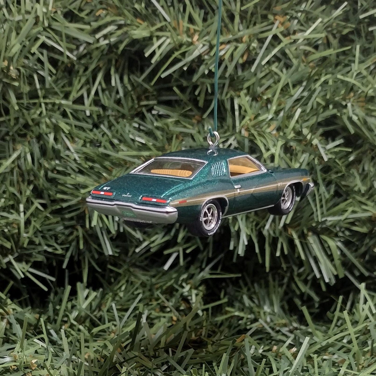 Pontiac Lemans Ornament 1973 GT Christmas Tree Decoration Xmas Gift Porcelain Blue Verdant Green