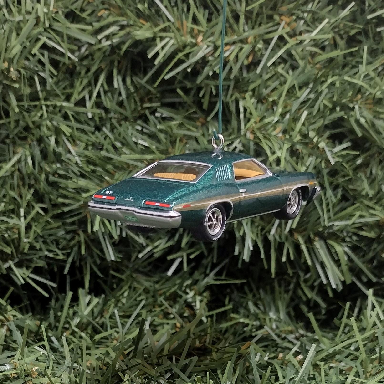 Pontiac Lemans Ornament 1973 GT Christmas Tree Decoration Xmas Gift Porcelain Blue Verdant Green