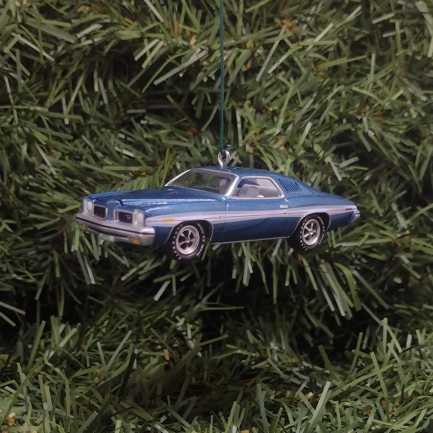 Pontiac Lemans Ornament 1973 GT Christmas Tree Decoration Xmas Gift Porcelain Blue Verdant Green