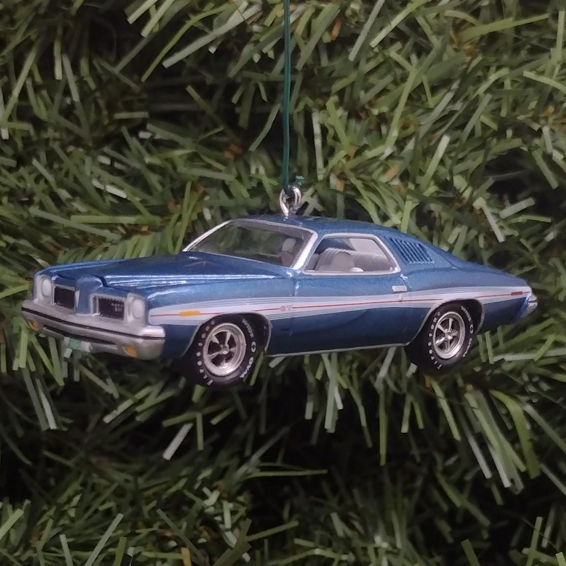 Pontiac Lemans Ornament 1973 GT Christmas Tree Decoration Xmas Gift Porcelain Blue Verdant Green