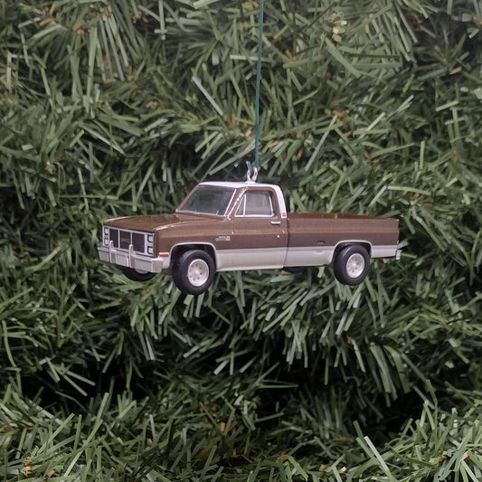 GMC Sierra Ornament 1984 2500 Truck Christmas Gift General Motors Pickup Xmas Decoration Brown/White