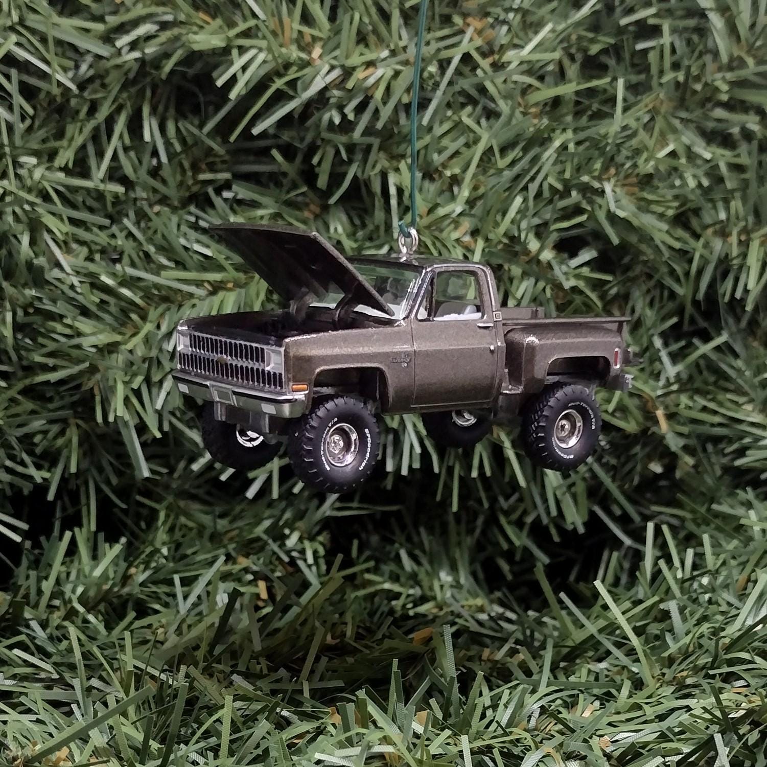 CHEVY SILVERADO Ornament 1981 Christmas Decoration Chevrolet Pickup Truck Unique Xmas Gift Idea Medium Graystone
