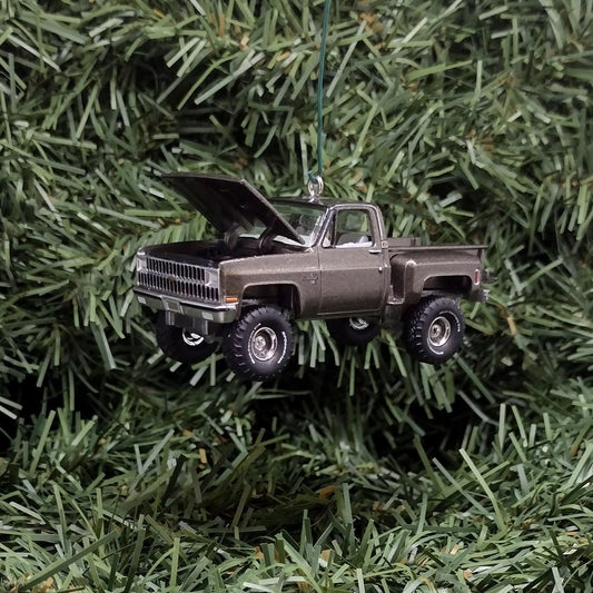 CHEVY SILVERADO Ornament 1981 Christmas Decoration Chevrolet Pickup Truck Unique Xmas Gift Idea Medium Graystone