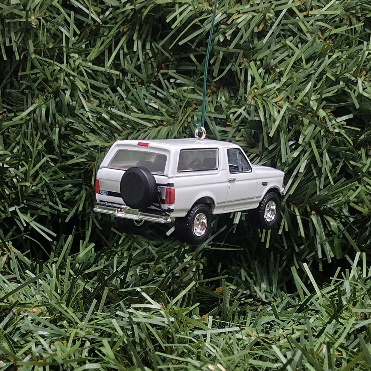 FORD 1993 Bronco XLT Christmas Ornament Unique Gift Idea 4X4 SUV Xmas Decoration 2.75 inch 1992-1996 White