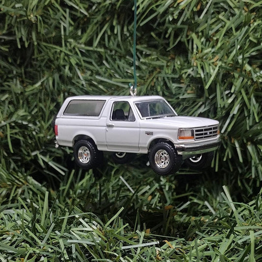 FORD 1993 Bronco XLT Christmas Ornament Unique Gift Idea 4X4 SUV Xmas Decoration 2.75 inch 1992-1996 White