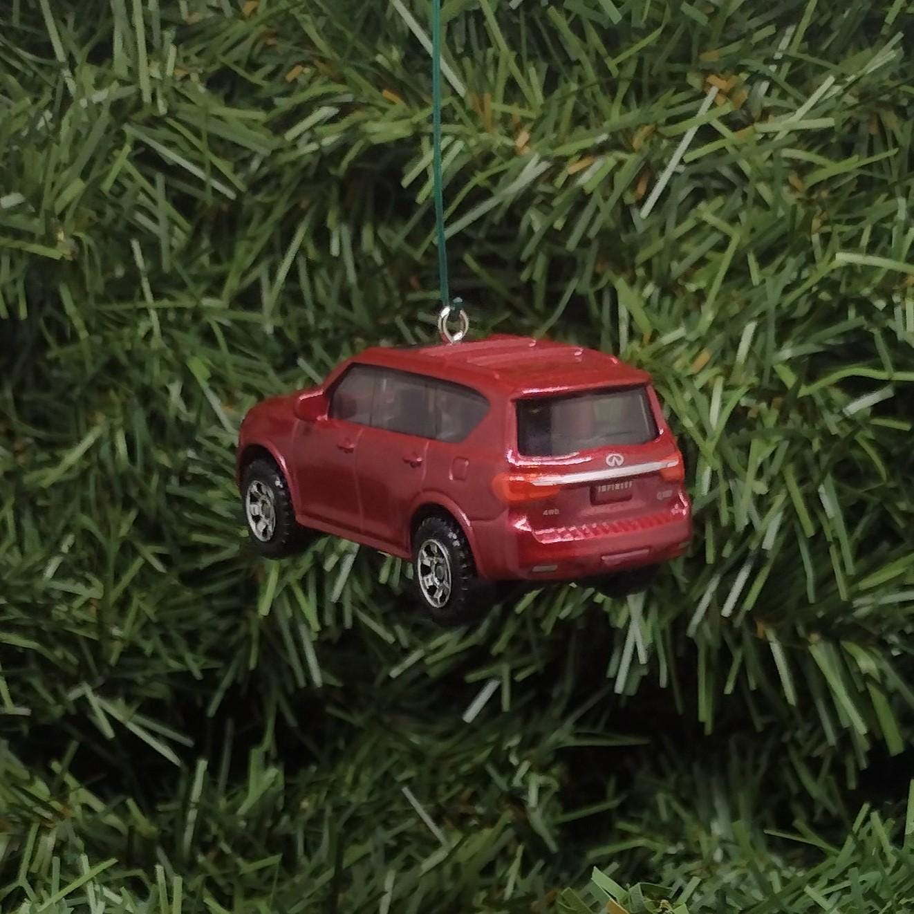 Infiniti 2022 QX80 Ornament Christmas Gift Idea Unique Xmas Decoration 4x4 SUV Red Silver 2018-2024