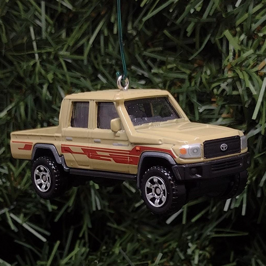 TOYOTA Landcruiser Ornament Christmas Gift Idea Unique Xmas Decoration Model 78 4x4 SUV Tan White