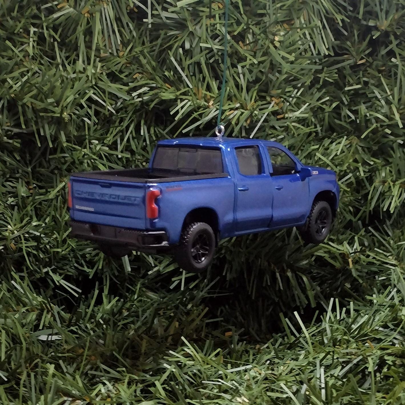 Chevy Silverado Ornament Christmas Decoration Xmas Gift Idea 5 Inch 2019 Z71 Chevrolet pickup truck 2020 2021 Blue