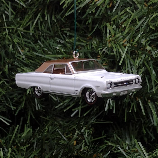 Plymouth 1967 GTX Ornament Christmas Tree Decoration Unique Gift Mopar White/Medium Copper