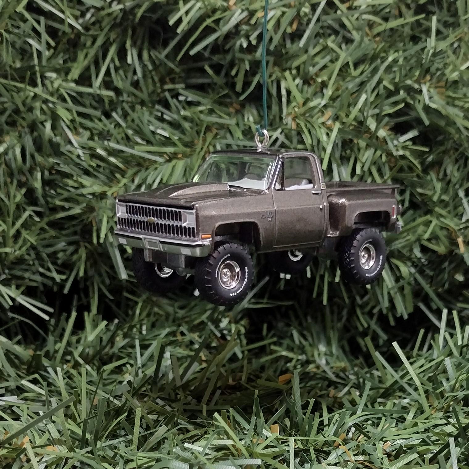 CHEVY SILVERADO Ornament 1981 Christmas Decoration Chevrolet Pickup Truck Unique Xmas Gift Idea Medium Graystone