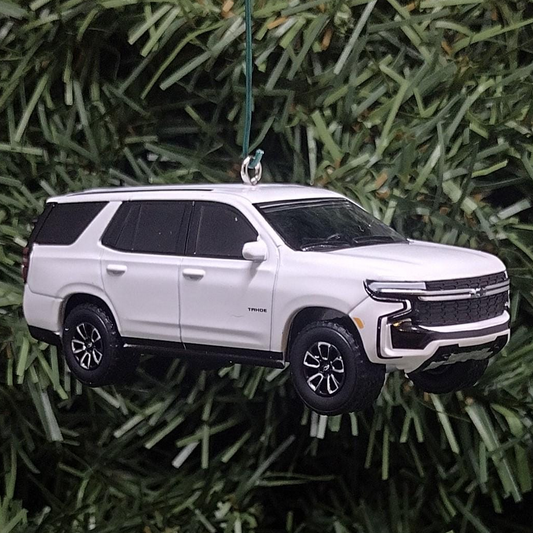 Chevy Tahoe Ornament Christmas Gift 2024 Chevrolet Xmas Decoration Great Detail 2021-2023 White