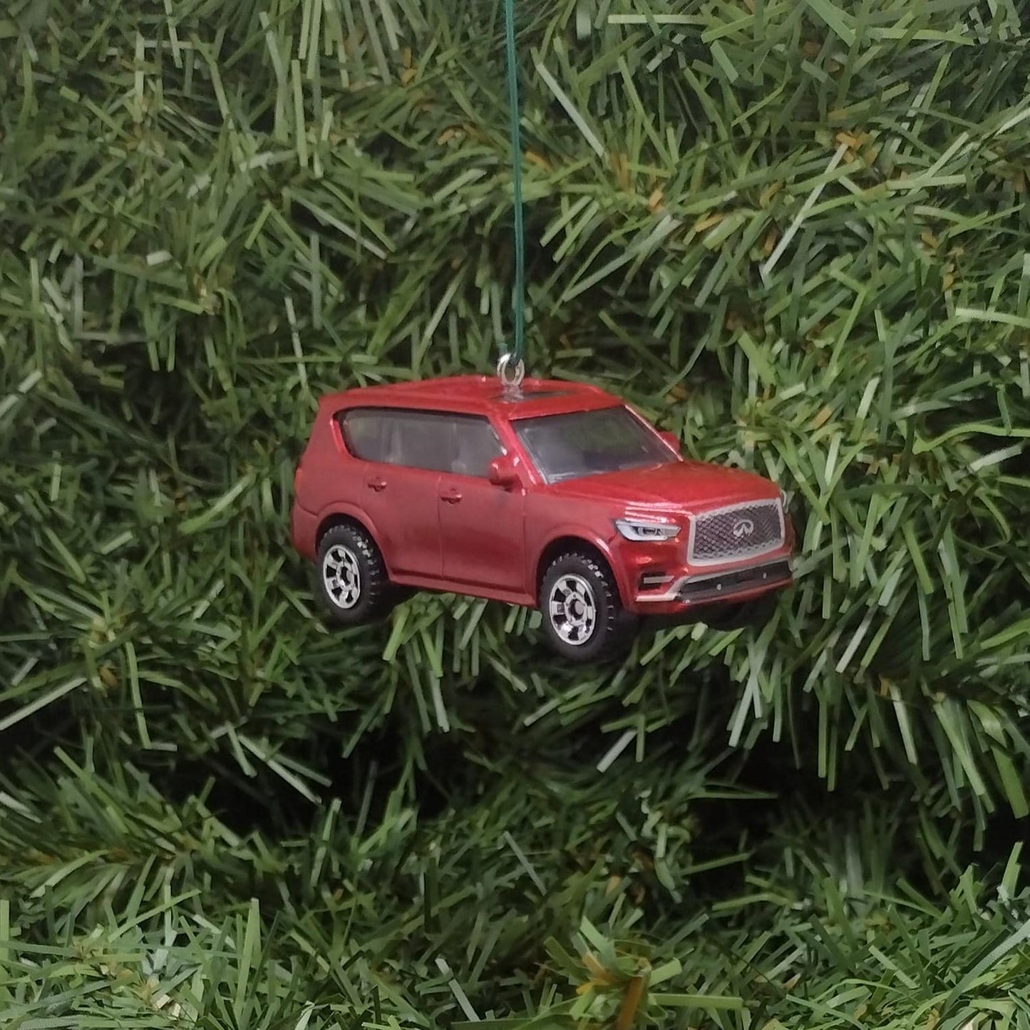 Infiniti 2022 QX80 Ornament Christmas Gift Idea Unique Xmas Decoration 4x4 SUV Red Silver 2018-2024