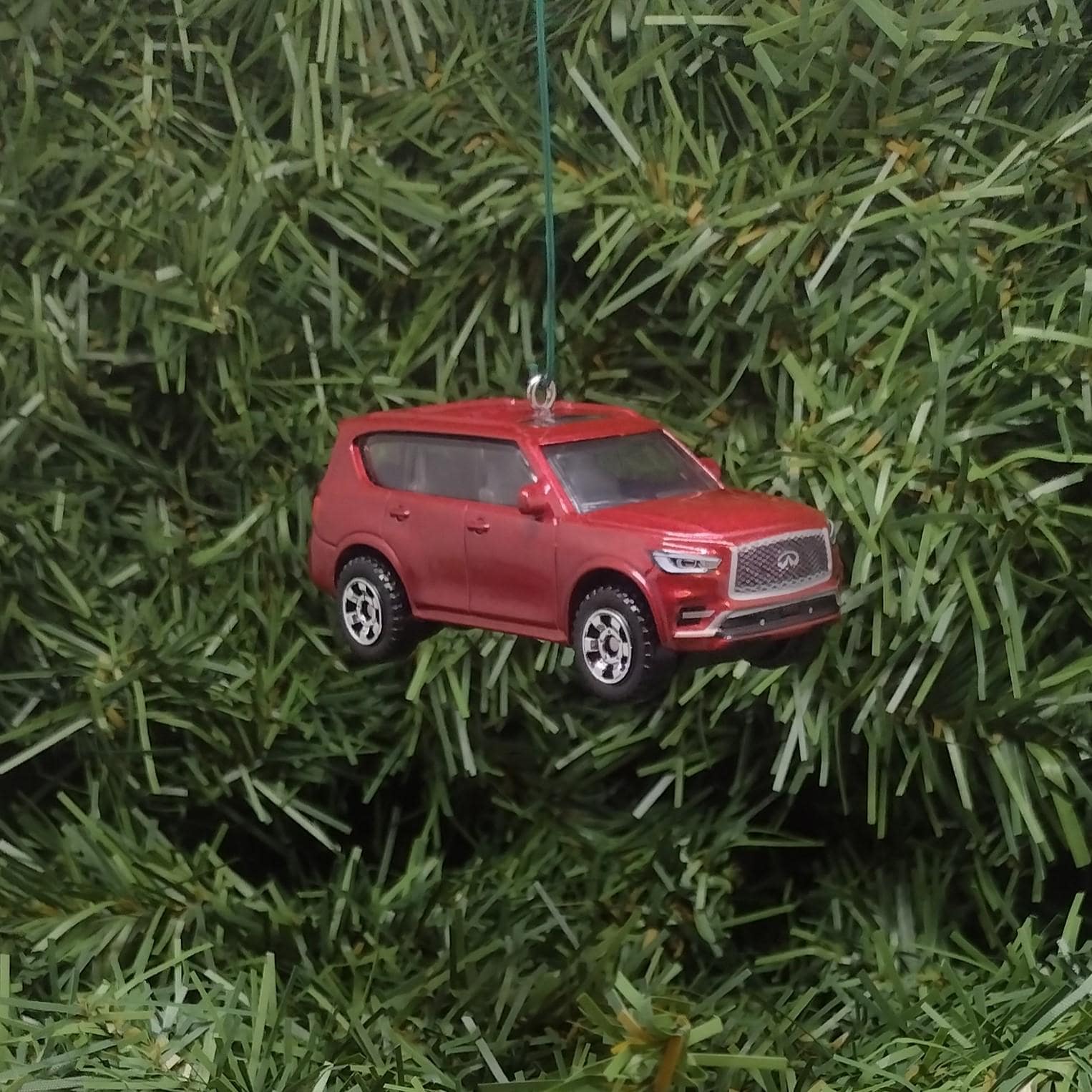 Infiniti 2022 QX80 Ornament Christmas Gift Idea Unique Xmas Decoration 4x4 SUV Red Silver 2018-2024