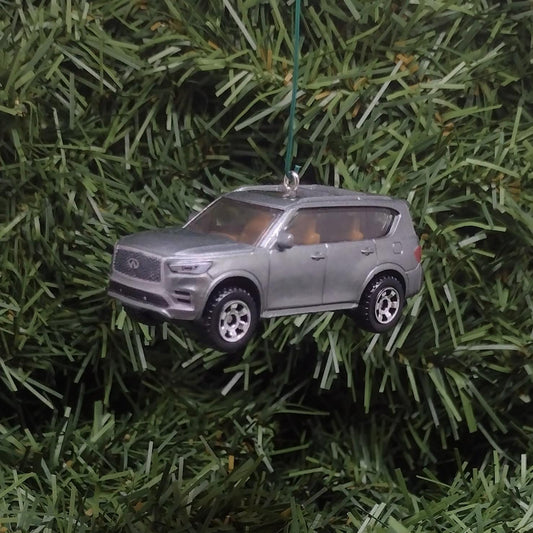 Infiniti 2022 QX80 Ornament Christmas Gift Idea Unique Xmas Decoration 4x4 SUV Red Silver 2018-2024