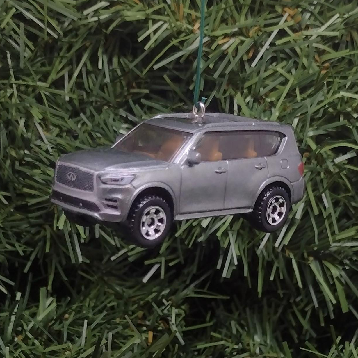 Infiniti 2022 QX80 Ornament Christmas Gift Idea Unique Xmas Decoration 4x4 SUV Red Silver 2018-2024