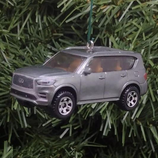 Infiniti 2022 QX80 Ornament Christmas Gift Idea Unique Xmas Decoration 4x4 SUV Red Silver 2018-2024