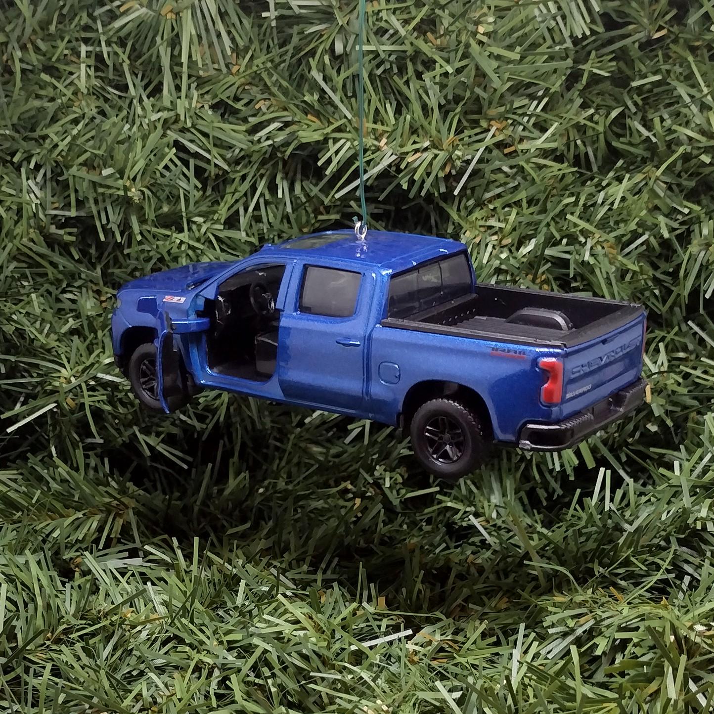 Chevy Silverado Ornament Christmas Decoration Xmas Gift Idea 5 Inch 2019 Z71 Chevrolet pickup truck 2020 2021 Blue