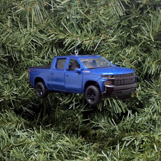 Chevy Silverado Ornament Christmas Decoration Xmas Gift Idea 5 Inch 2019 Z71 Chevrolet pickup truck 2020 2021 Blue