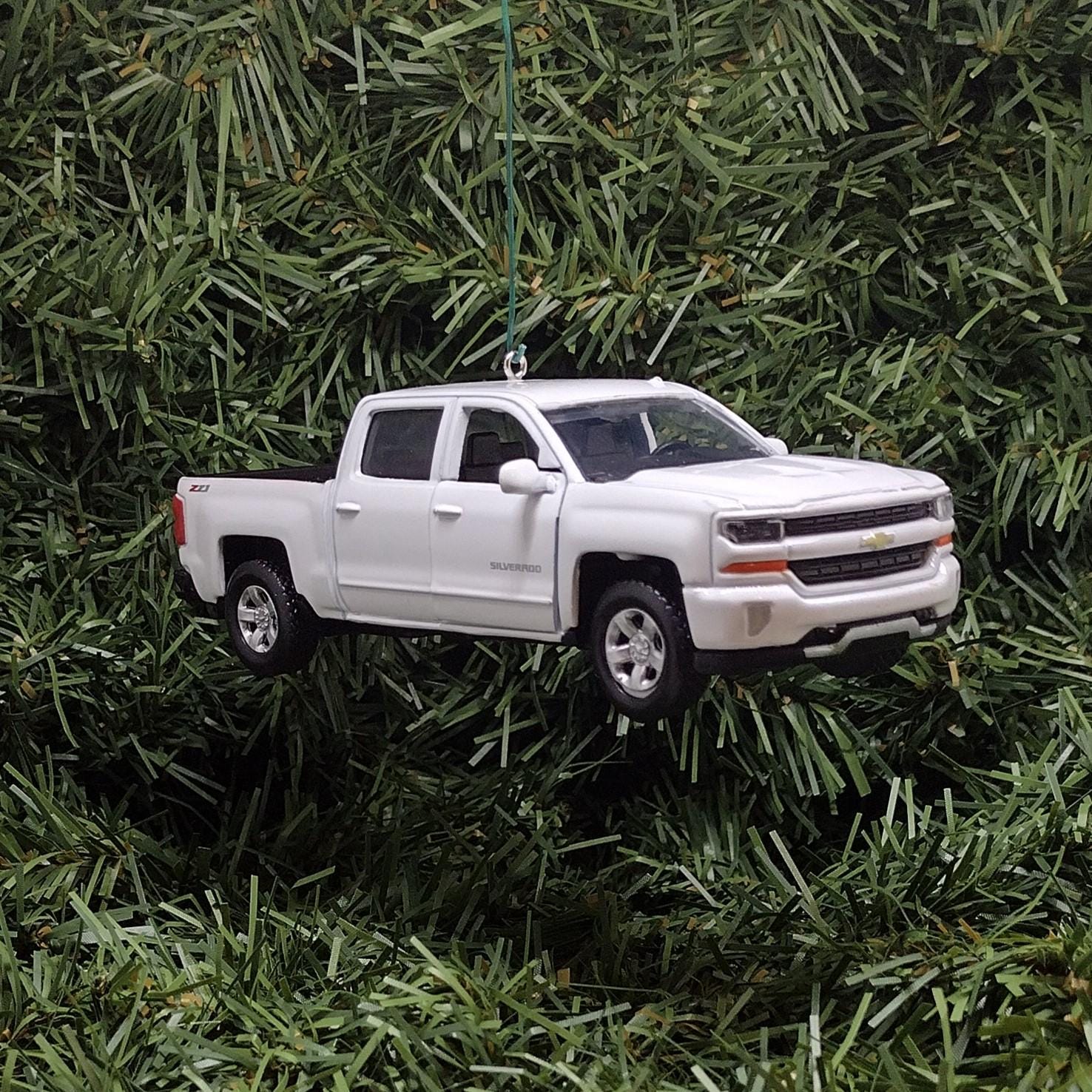 Chevy 2017 Silverado Ornament Christmas Decoration Xmas Gift Idea 5 Inch Chevrolet Z71 Pickup Truck White 2016 2018 White