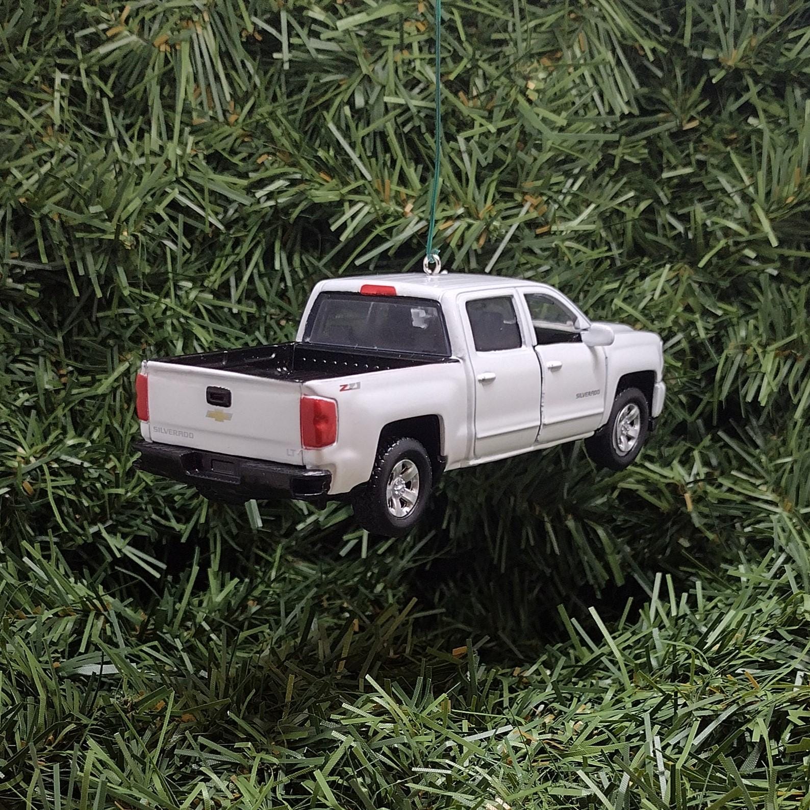 Chevy 2017 Silverado Ornament Christmas Decoration Xmas Gift Idea 5 Inch Chevrolet Z71 Pickup Truck White 2016 2018 White
