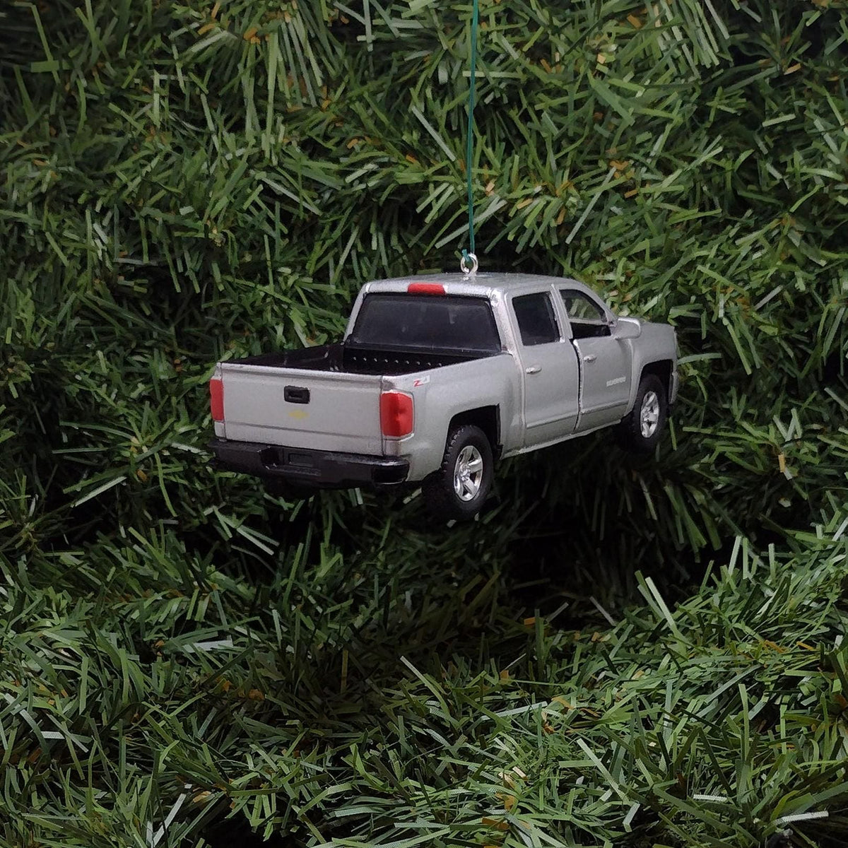 Chevy 2017 Silverado Ornament Christmas Decoration Xmas Gift Idea 5 Inch Chevrolet Z71 Pickup Truck White 2016 2018 Silver