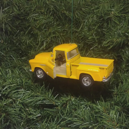 1955 Chevy 3100 Truck Ornament Christmas Gift Idea Chevrolet Stepside Pickup 5 inch Unique Xmas Tree Decoration Yellow