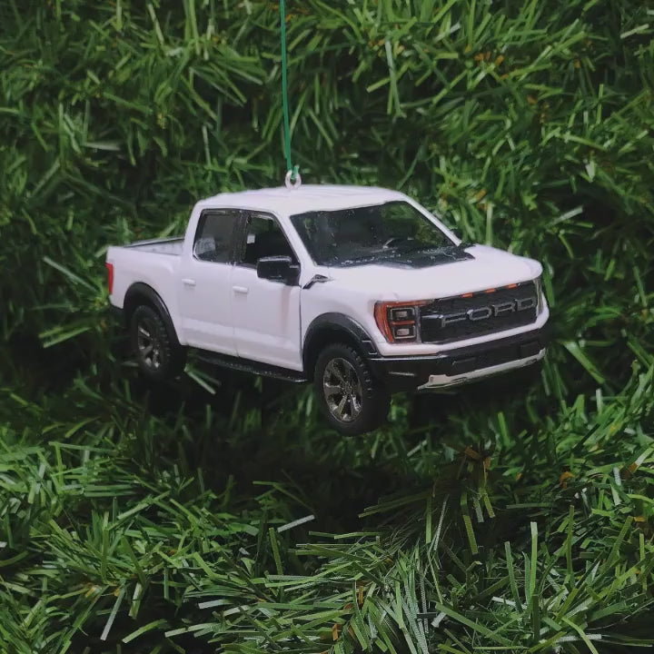 FORD F-150 Raptor Truck Ornament Christmas Tree Decoration Fun Automotive Xmas Gift Idea 5 inch 2022-2024 Black White Red Blue