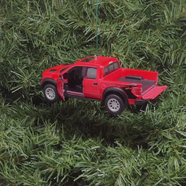 FORD F-150 Raptor Truck Ornament Christmas Tree Decoration Fun Automotive Xmas Gift Idea 5 inches long 2010-2014 Red