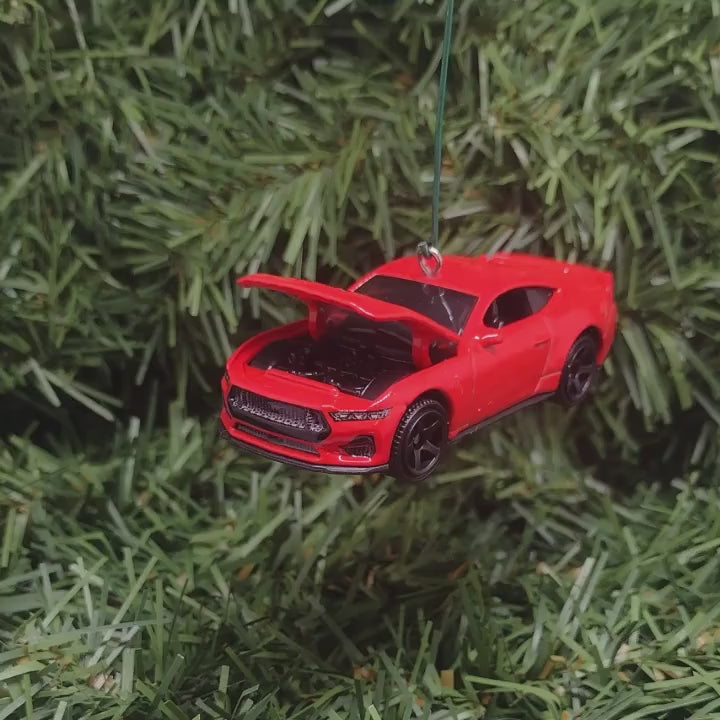 Ford Mustang Ornament 2024 GT Christmas Gift Xmas Tree Decoration Hood Opens