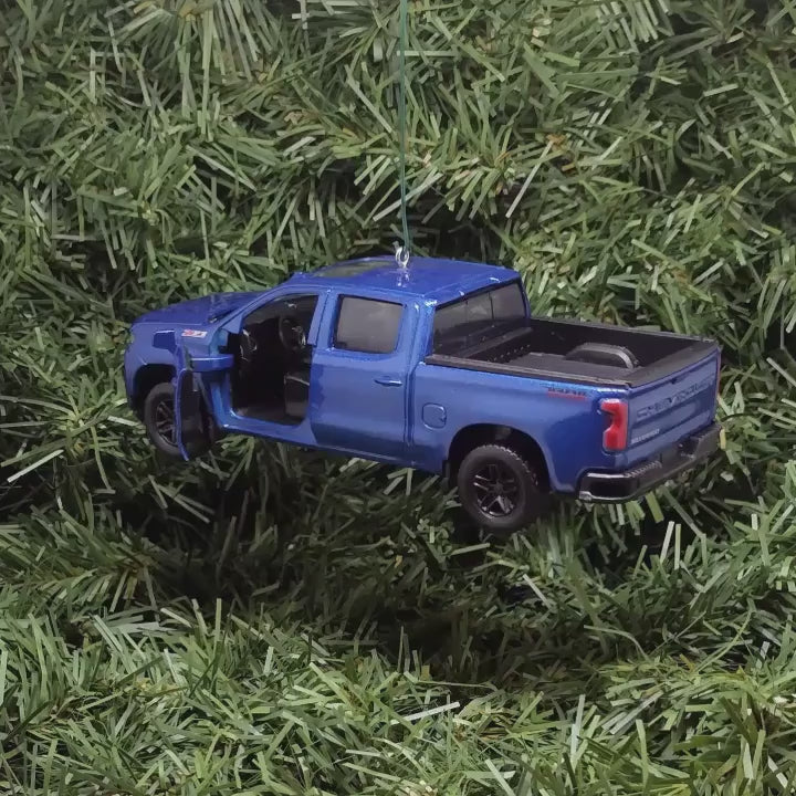Chevy Silverado Ornament Christmas Decoration Xmas Gift Idea 5 Inch 2019 Z71 Chevrolet pickup truck 2020 2021 Blue
