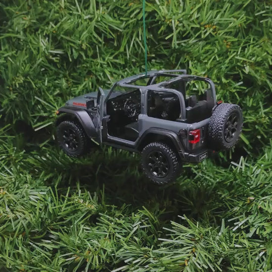 JEEP Wrangler Christmas Ornament OPEN TOP Gift Idea Fun Xmas tree Decoration 5 inch 2018 dark grey gray