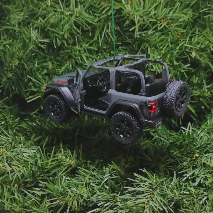 JEEP Wrangler Christmas Ornament OPEN TOP Gift Idea Fun Xmas tree Decoration 5 inch 2018 dark grey gray