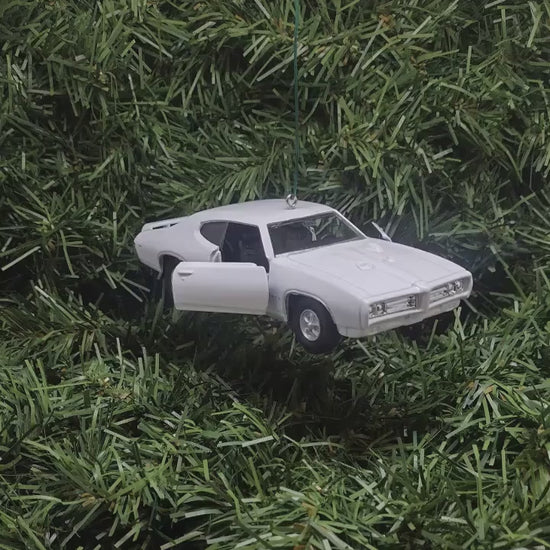 1969 PONTIAC GTO Ornament Christmas Tree Decoration Fun Car Gift Unique Xmas Present White