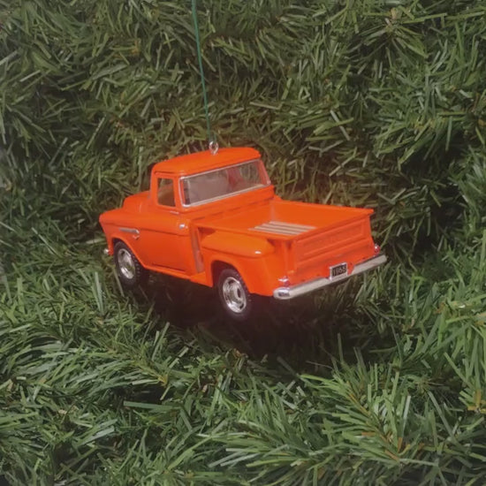 1955 Chevy 3100 Truck Ornament Christmas Gift Idea Chevrolet Stepside Pickup 5 inch Unique Xmas Tree Decoration Orange