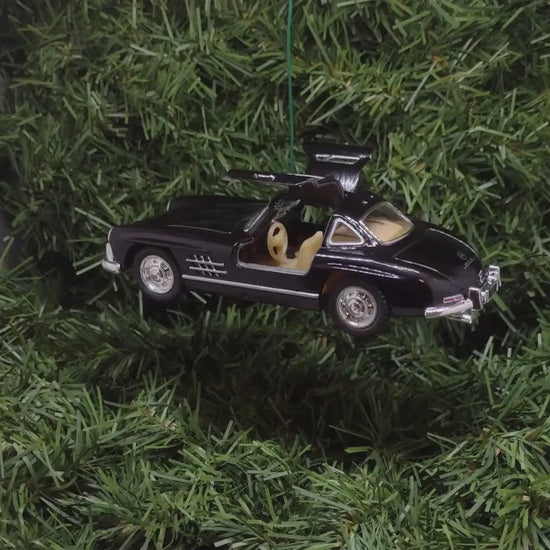 1954 Mercedes-Benz 300 SL Ornament Christmas Tree Decoration Fun Automotive Xmas Gift Idea 5 inch 1955 1956 1957 Black