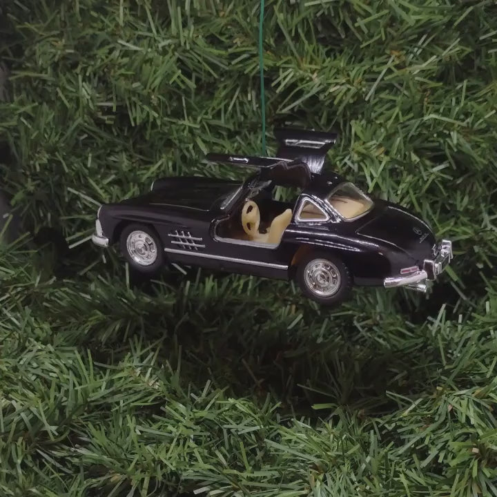 1954 Mercedes-Benz 300 SL Ornament Christmas Tree Decoration Fun Automotive Xmas Gift Idea 5 inch 1955 1956 1957 Black