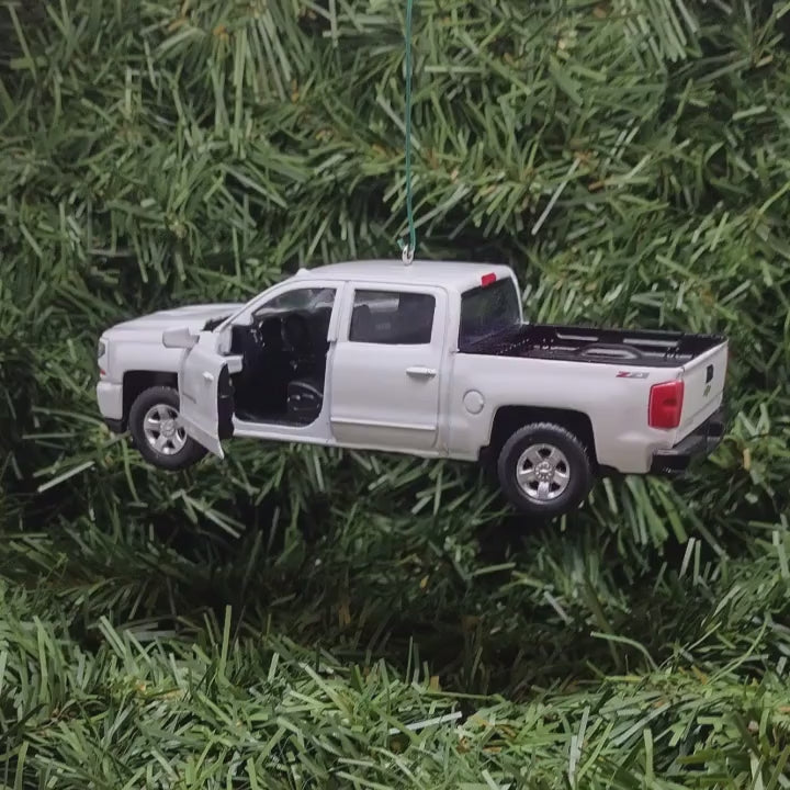 Chevy 2017 Silverado Ornament Christmas Decoration Xmas Gift Idea 5 Inch Chevrolet Z71 Pickup Truck White 2016 2018 White