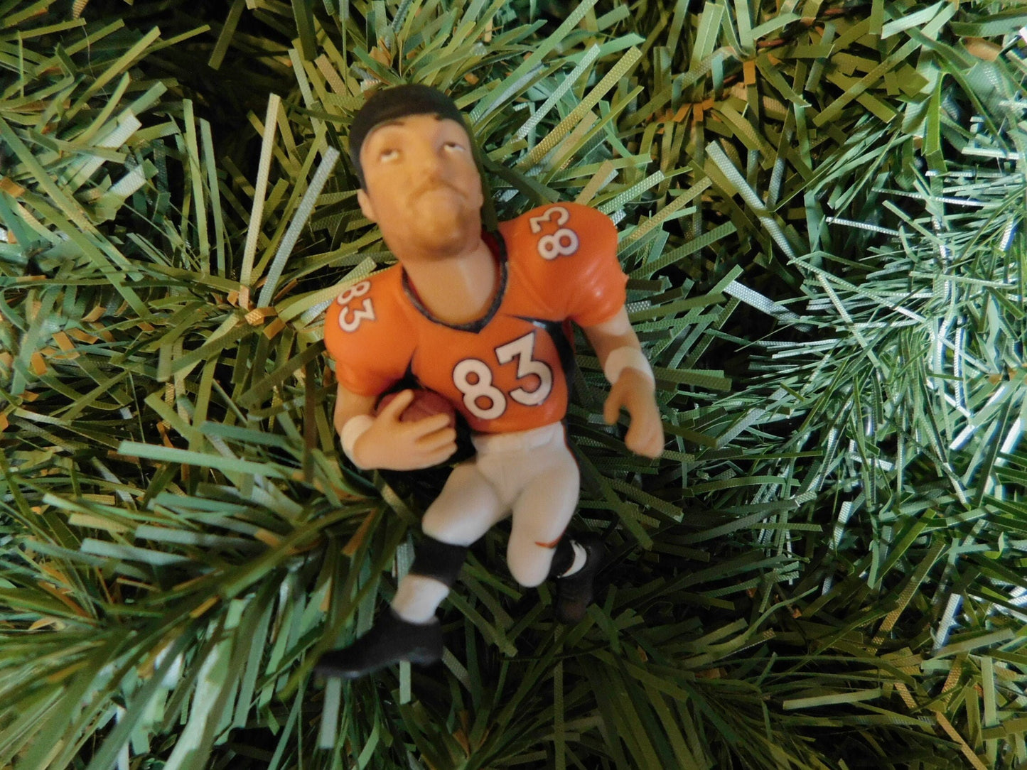 Wes Welker DENVER BRONCOS Christmas tree ornament xmas NFL football figure unique gift idea 2 inch