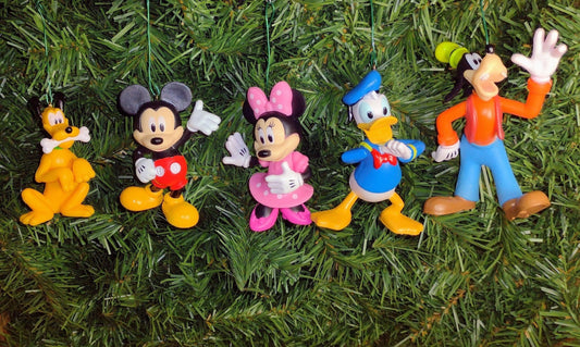 Mickey Mouse Disney Christmas ornament set of 5 Minnie Donald Duck Goofy Pluto Classic character friends ornaments xmas tree fun gift 3inch